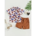 thumbnail image 2 of Wassery 4th of July Baby Boys Independence Day Outfits Loose Glasses/Cow Head Print Shirt Short Sleeve Turn-Down Collar Tops and Solid Color Shorts 2Pcs Toddler Summer Casual Clothes Set 6M-4T, 2 of 8