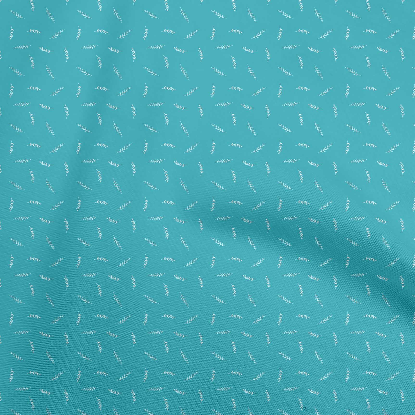 oneOone Polyester Spandex Aqua Blue Fabric Leaf Dress Material Fabric Print Fabric By The Yard