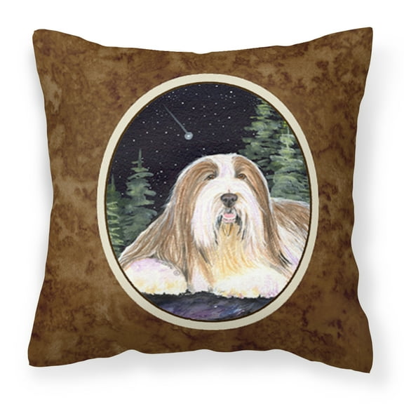Carolines Treasures SS8529PW1414 Starry Night Bearded Collie Fabric Decorative Pillow, 14Hx14W, multicolor