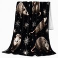 thumbnail image 2 of Opossums among Stars and Snowflakes, Whimsical Wildlife Style for Opossum Lovers, Nocturnal Animal Pattern and Birthday Gift, Cozy Flannel Blanket for Cabin and Bedroom, Home Decor, 2 of 9