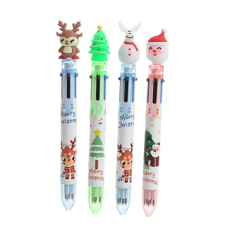 4 Pieces Christmas Pens Set Ballpoint Pens for Kids Students, Snowman/Reindeer/Christmas Tree/Santa Claus, Size: 18