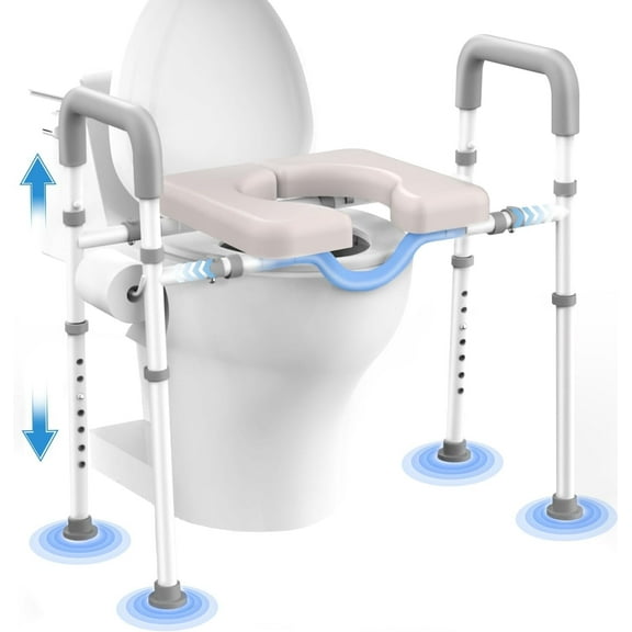 Agrish Raised Toilet Seat with Handles - Heavy Duty 350lb Medical Toilet Seat Riser for Seniors