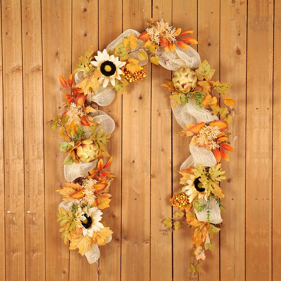 Taotanxi Fall Decorations5.9Ft Fall Garland for Mantle, Lifelike Pumpkins Pinecones Berries Maple Leaves for Home Table Party Outdoor Thanksgiving Decor