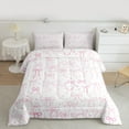 thumbnail image 2 of Manfei Pink Bowknot Full Size Comforter Sets,Cartoon Heart Print Bedding Comforter Set,Ribbon Bowtie Bow Bedding Sets For Girls,Microfiber Bedroom Decor Reversible,3-Piece, 2 of 8