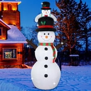 Fanshunlite 9FT Giant Christmas Snowman Inflatable Family with Build-in Led Light, Large Lighted Blow Up Snowman Outdoor Yard Decorations for Xmas Indoor Home Garden Prop Lawn Holiday Party Decor