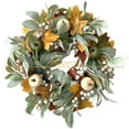thumbnail image 5 of 18" Farmhouse Fall Wreath Decoration for Front Door with White Pumpkin, Lamb's Ear Leaves and Maples , Harvest Door Wreath for Autumn or Thanksgiving Decor, 5 of 8