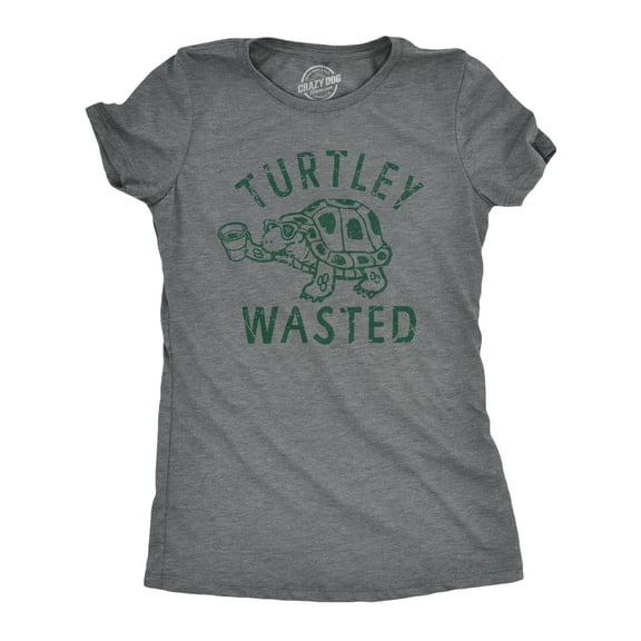 Womens Turtley Wasted T Shirt Funny Partying Drinking Turtle Joke Tee for Ladies Womens Graphic Tees