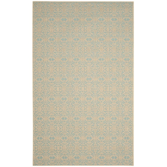 SAFAVIEH Palm Beach Kostadin Floral Area Rug, Natural/Turquoise, 4' x 6'