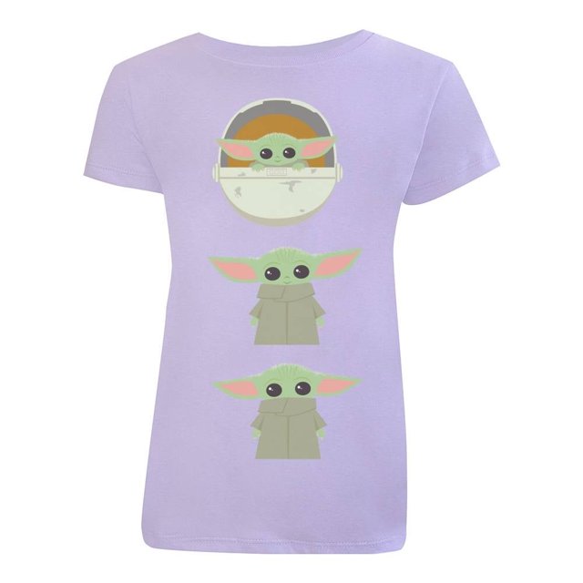 Playera The Mandalorian Talla 8 Manga Corta con Estampado Grogu Lila