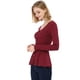 thumbnail image 4 of Top de peplum de punto Jersey Acanalado de manga larga con Cuello En V Allegra K Borgoña XXL, 4 of 6