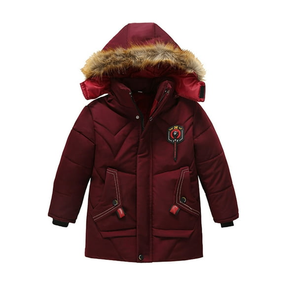 ATOGUTA Boys Fleece Jacket Waterproof Ski Jacket Outdoor Warm Winter Coat Windproof Rain Jacket Snow Coat Red, Size 18M-5T
