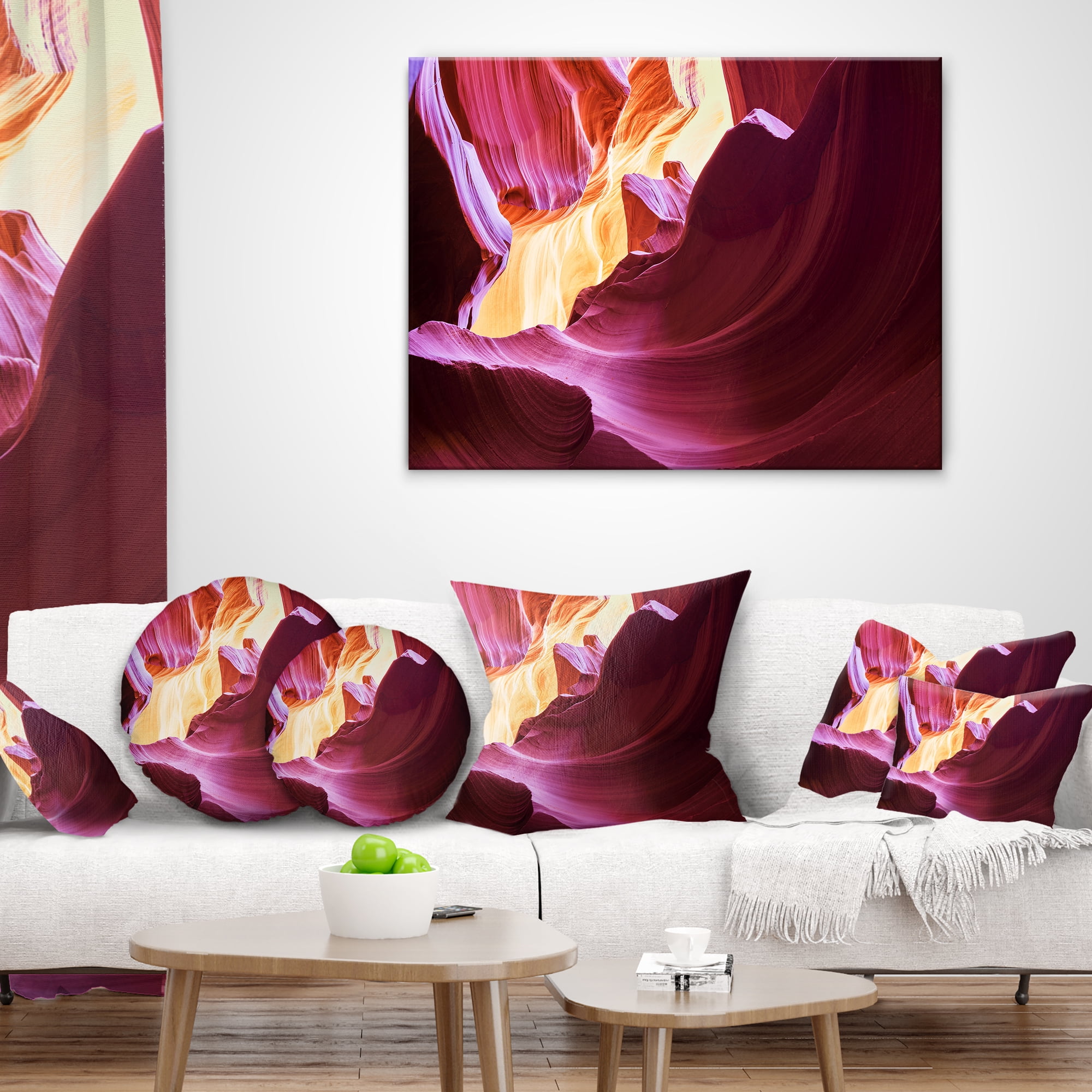 Designart Purple in Antelope Canyon - Landscape Photography Throw Pillow - 18x18