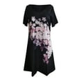 thumbnail image 5 of Robe à Manches Courtes pour Femmes Mode Décontractée Col en V Imprimé Ample Élastique Robe Courte Robe Décontractée pour Femmes, 5 of 5