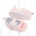 thumbnail image 6 of Baby Walking Shoes Size 0-6 Months Sports Flat Bottom Lightweight Round Toe Ribbon Bowknot Pearl Flats Comfort Lightweight Elastic First Birthday Pink Boots, 6 of 7