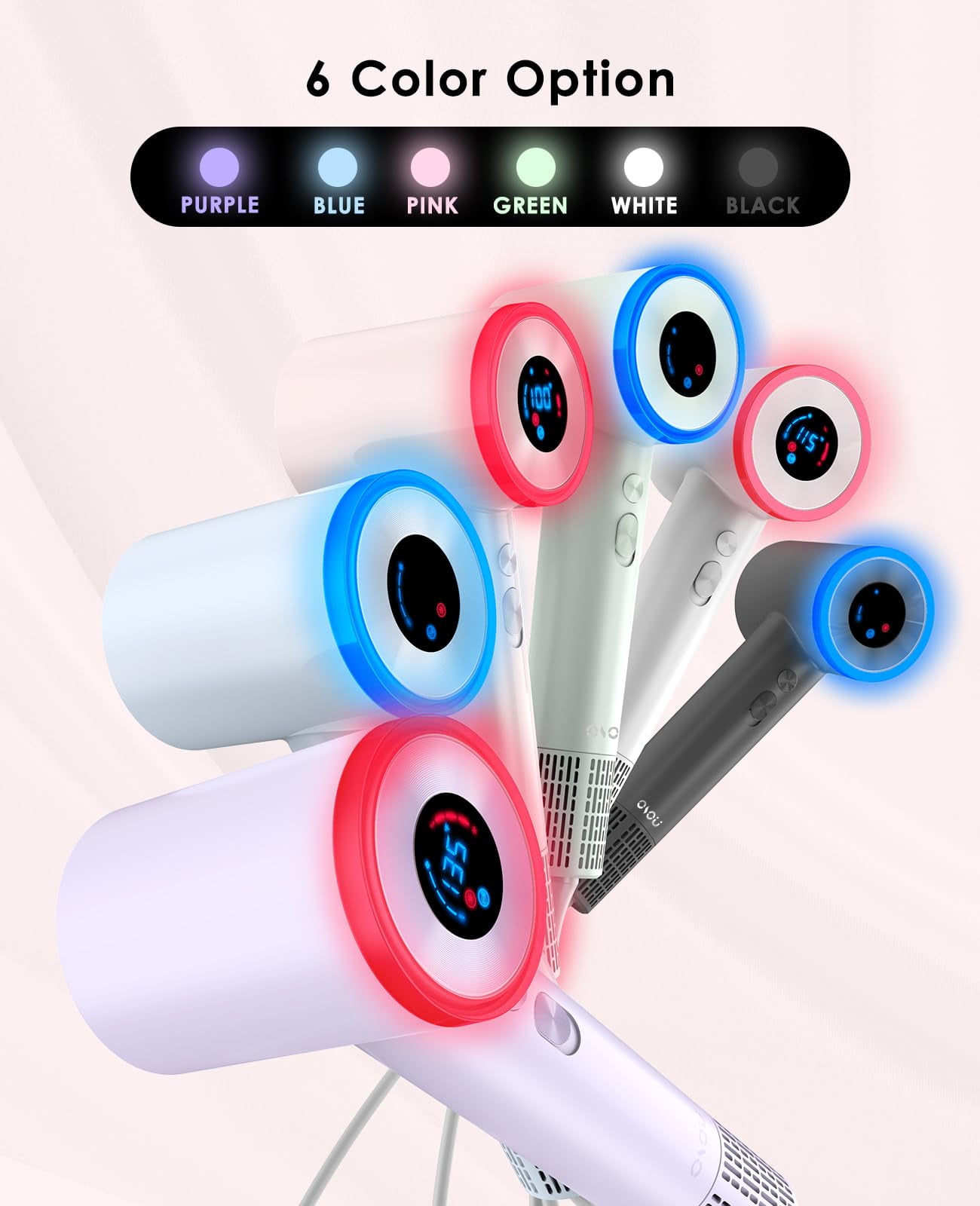 OSOU Hair Dryer, High Speed Fast Drying Hair Dryers, Negative Ionic Portable Blow Dryer with 110000 RPM Motor, Lightweight Low Noise Thermo-Control Hairdryer with Nozzle for Home, Travel