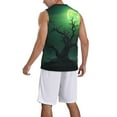thumbnail image 2 of Honeii Green Night Sky Moon Branches print basktball shirt for men and women, Unisex basketball jersey for Theme party-4X-Large, 2 of 6