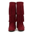 thumbnail image 4 of Refresh Jolin-02 Women Knee High Faux Suede Cascading Fringe Moccasin Boot, 4 of 6