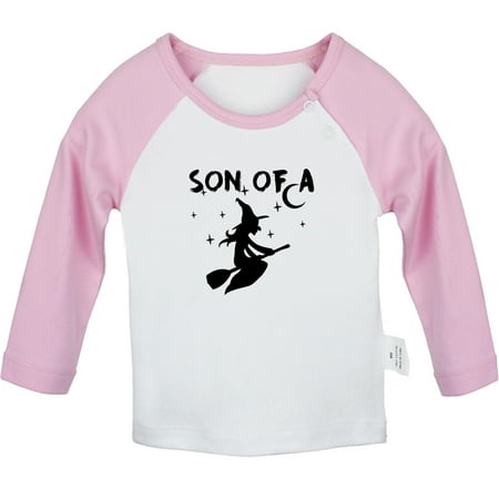 

iDzn Son of a Witch Funny T shirt For Baby Newborn Babies T-shirts Infant Tops 0-24M Kids Graphic Tees Clothing (Long Pink Raglan T-shirt 0-6 Months)