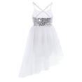 thumbnail image 2 of Vxuxlje Kids Girls' Sequined Ballet Tutu Dress Ballerina Gymnastic Dance Leotard Skirt Camisole Dance Ivory 4XL, 2 of 6