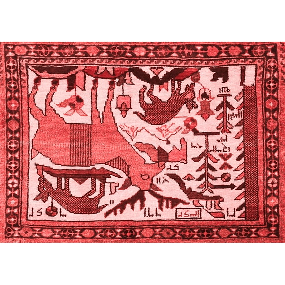 Ahgly Company Indoor Rectangle Animal Red Traditional Area Rugs, 7' x 10'