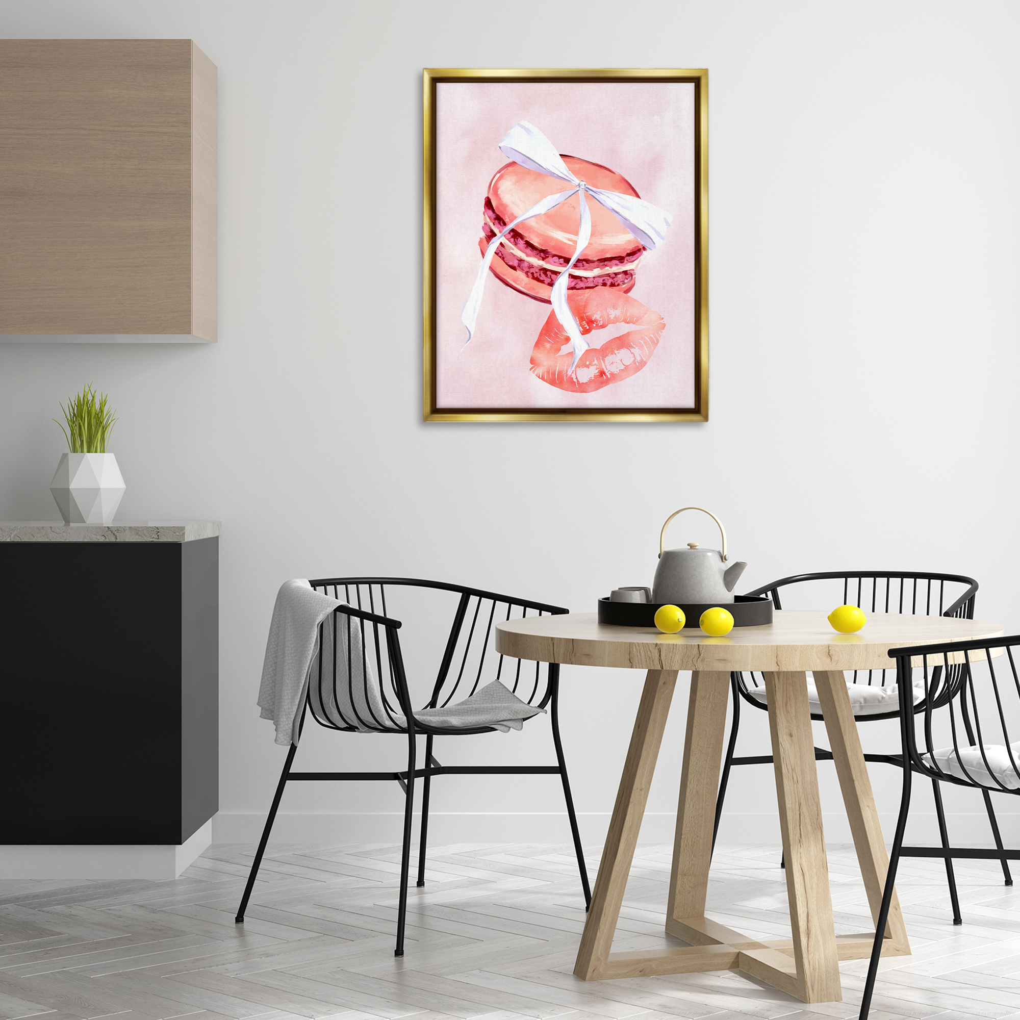 Stupell Industries Glam Macaron Dessert Food & Beverage Painting Gold Floater Framed Art Print Wall Art, 25 x 31