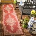 thumbnail image 3 of SAFAVIEH Beach House Janine Medallion Indoor/Outdoor Runner Rug, Red/Creme, 2'2" x 6', 3 of 7