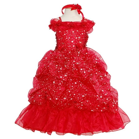 Rain Kids Toddler Girls 3T Red Sparkling Stars Pageant Dress