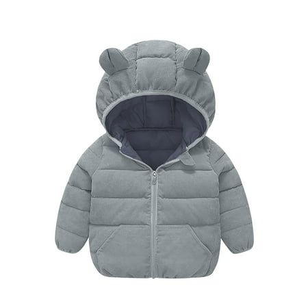 

TUOBARR Baby Infant Girls Winter Warm Hooded Coat Jacket Thick Warm Clothes Zipper Coat Gray(1-5Years)