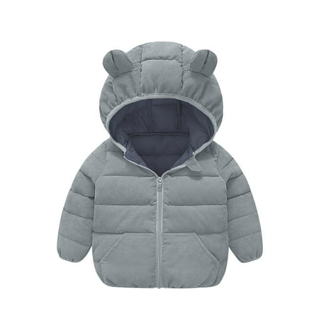 

Dadaria Toddler Jacket Baby Infant Girls Winter Warm Hooded Coat Jacket Thick Warm Clothes Zipper Coat Gray 18-24 Months Toddler