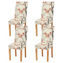 Yayeee 4 Pack Dining Chair Covers Stretch Parson Chairs Slipcovers Seat Protector, Light Red Flowers