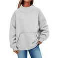 thumbnail image 3 of BiZtdJrK Womens Trendy Sweatshirt Mock Neck Long Sleeve Casual Pullover Tops Lightweight Loose Fit Solid Fall Sweatshirts with Pocket Gray M, 3 of 8