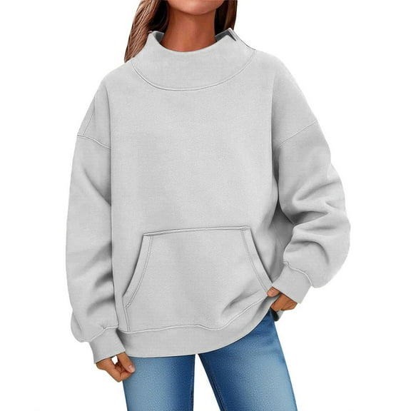 MELDVDIB Womens Sweatshirt Turtleneck Fashion Casual Solid Color Sweatshirt Fall Winter Long Sleeve Comfy Oversized Pullover Tops with Pocket