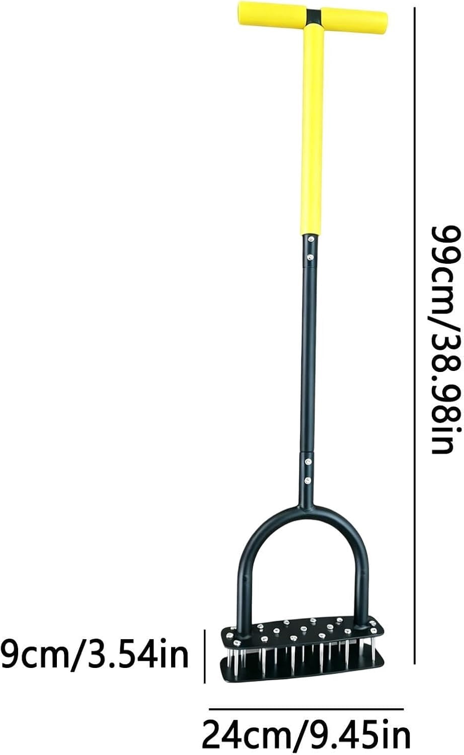 Heavy Duty Manual Lawn Aerator Tool, Ergonomic T Handle Metal Soil Cultivator, Detachable Compact Yard Maintenance Tool for Garden Farm Patio Flower Bed Park Lawn Care(k)