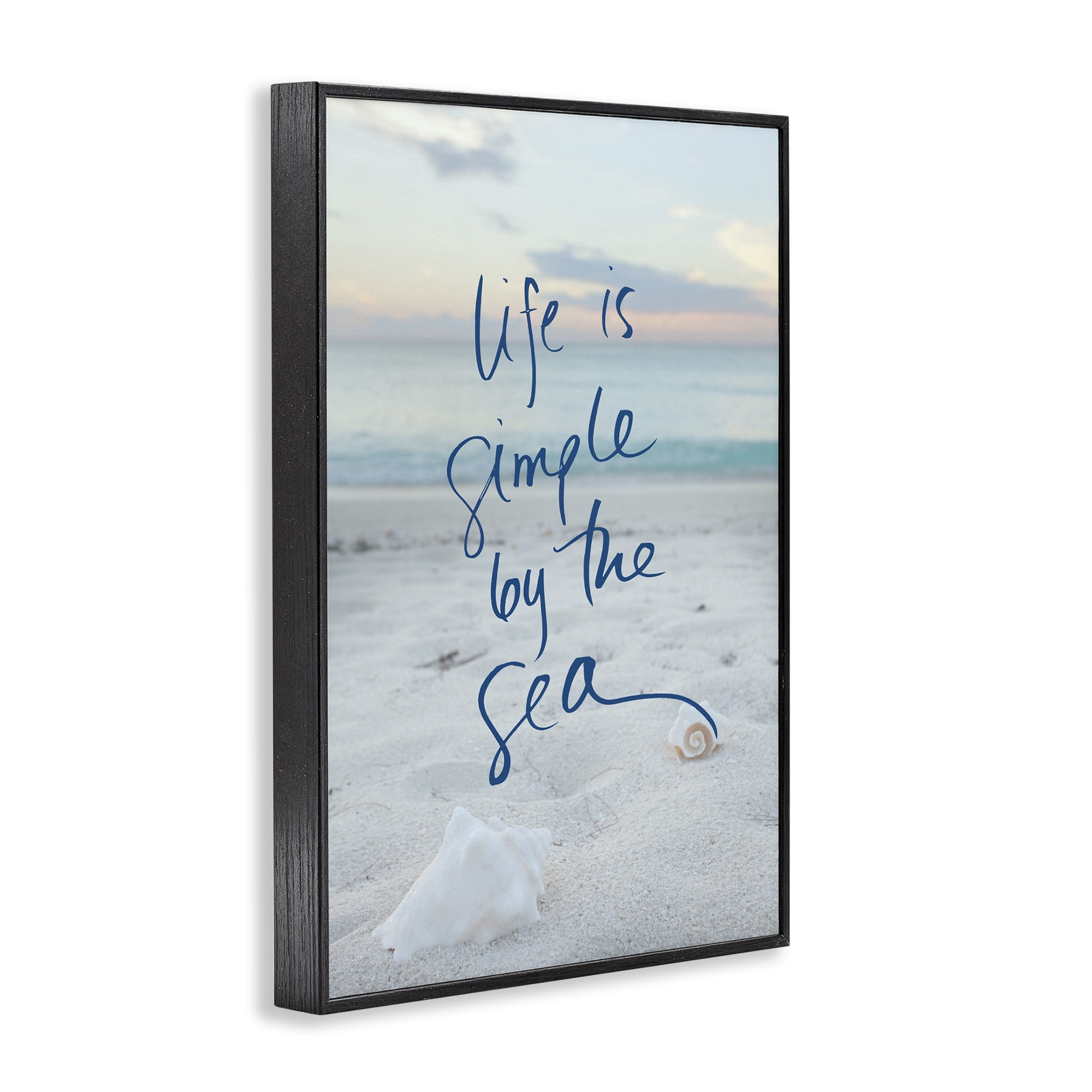 Stupell Industries Simple By The Sea Coastal Painting Black Framed Art Print Wall Art, 12 x 18