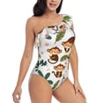 thumbnail image 3 of Haiem Monkeys Swinging from Palms Women's One Piece Swimsuits Tummy Control One Shoulder Bathing Suits Ruffle Swimwear-X-Large, 3 of 8