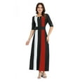 thumbnail image 1 of Robe de Bureau Vintage Contrastée Patchwork pour Femmes, Rouge, m, 1 of 5