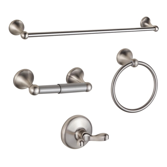 BGL Ensemble d'Accessoires de Salle de Bain, Barre à Serviettes Extensible Réglable en Nickel Brossé 4 Pcs Matériel de Salle de Bain Mural
