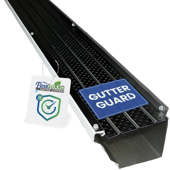 FlowGuard Premium 50-Year Gutter Cover System - Thermal Thaw Black - 5 Inch Aluminum Gutter Guards 102 Feet - by FlexxPoint