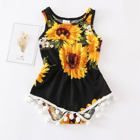 

Miayilima For Women Summer Matching Mother Daughter Baby Sleeveless Sunflower Pattern Romper Jumpsuit With Pocket Family Matching Set