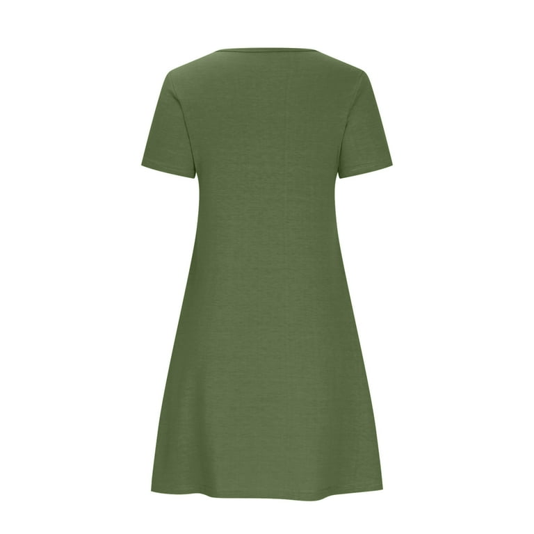 Women Dresses Xqxayjr Summer Midi Dress with Pockets for Womens Knee Length  Short Sleeve Crew Neck Cute Graduation Dress Casual Swing Flowy Tshirt Spring  Dresses - Walmart.com