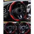 thumbnail image 4 of Universal Auto Car Steering Wheel Cover Microfiber Leather Anti-Slip Without Inner Ring (Red), 4 of 7