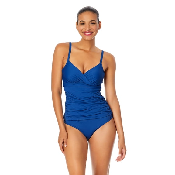 Women's Twist Front Underwire Tankini Swim Top in Slate Blue Anne Cole 38C/40B