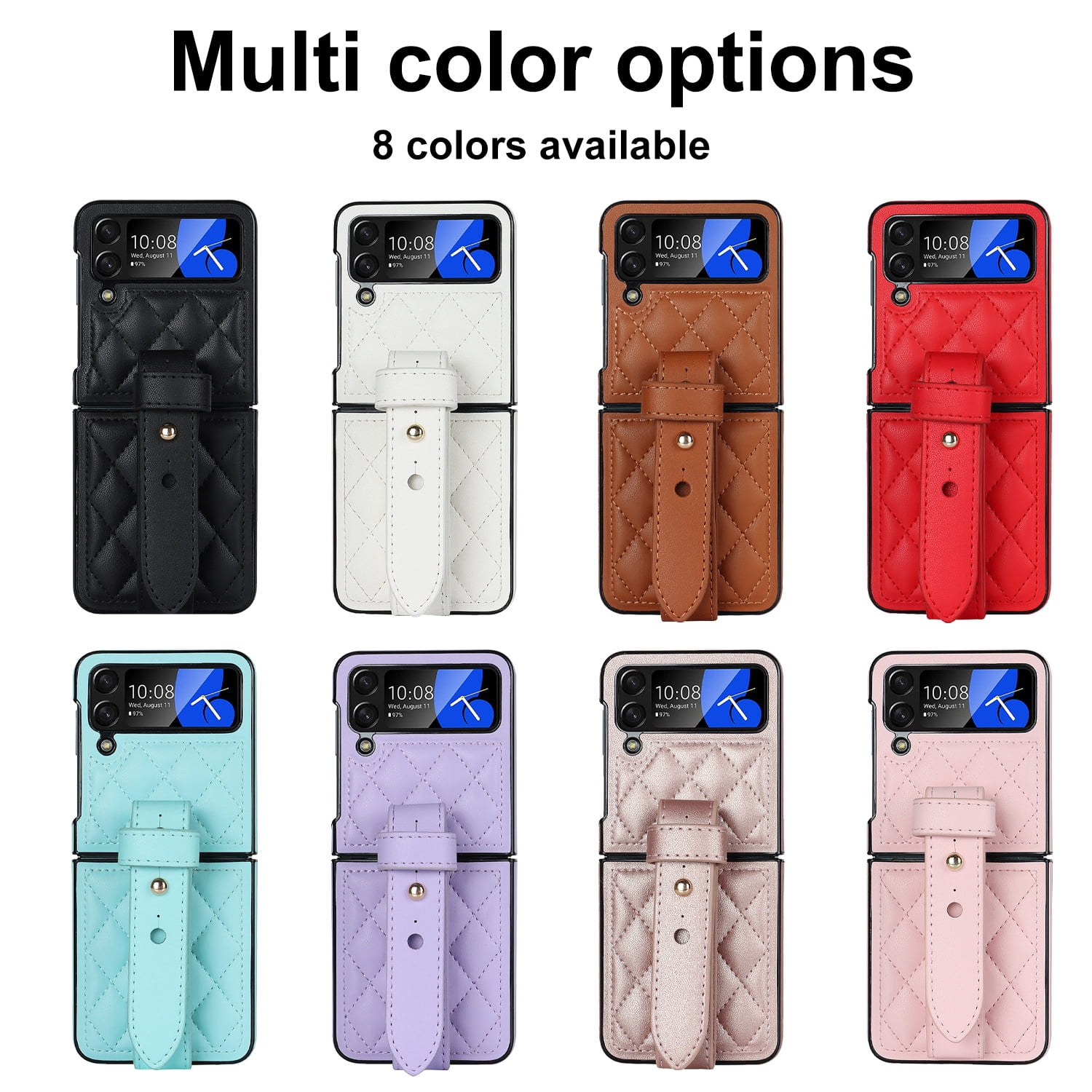 Fashion wrist strap folding phone leather case for Samsung Galaxy Z flip4