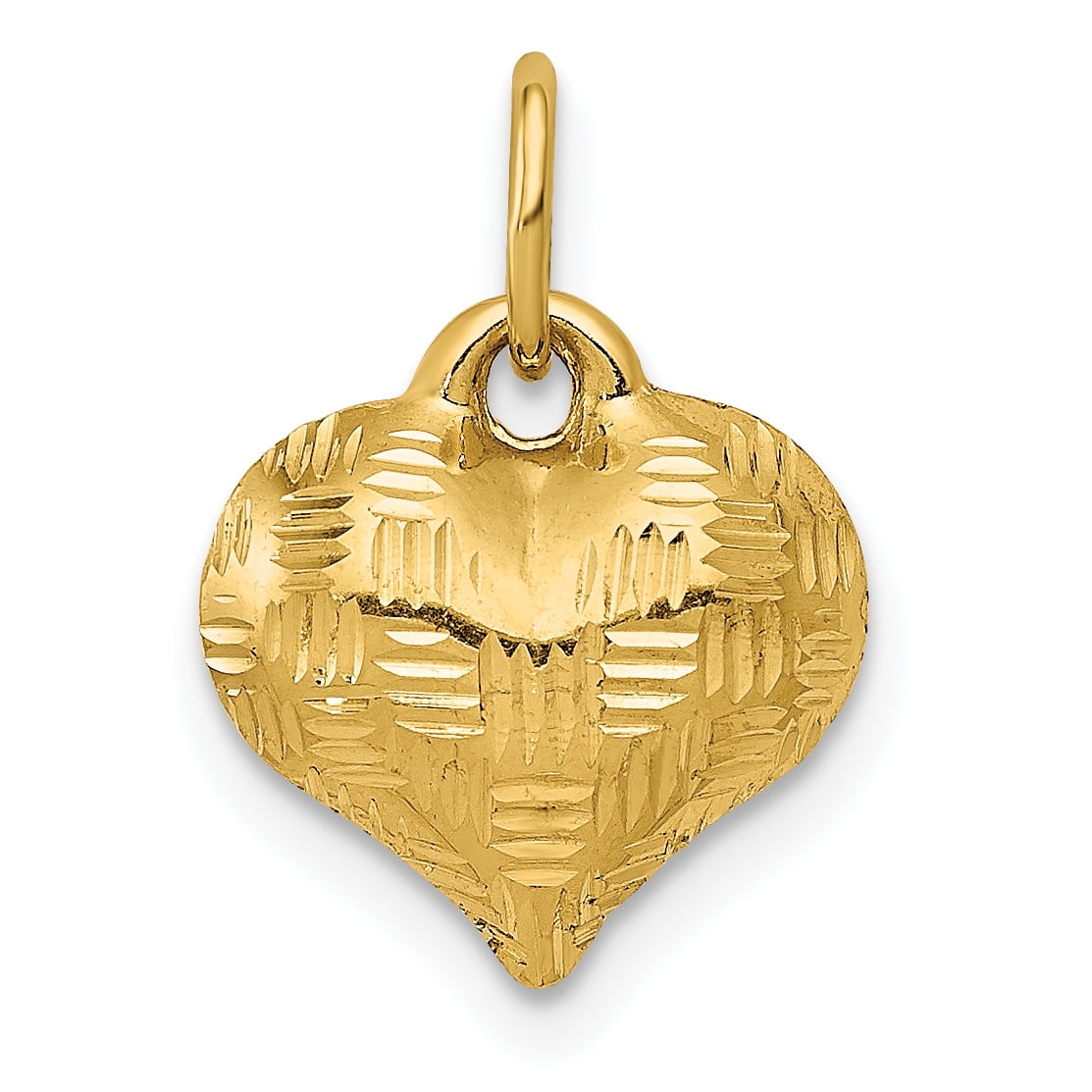 14k Yellow Gold Basket Weave Pattern Heart Pendant Charm Necklace Love Fine Jewelry Gifts For Women For Her