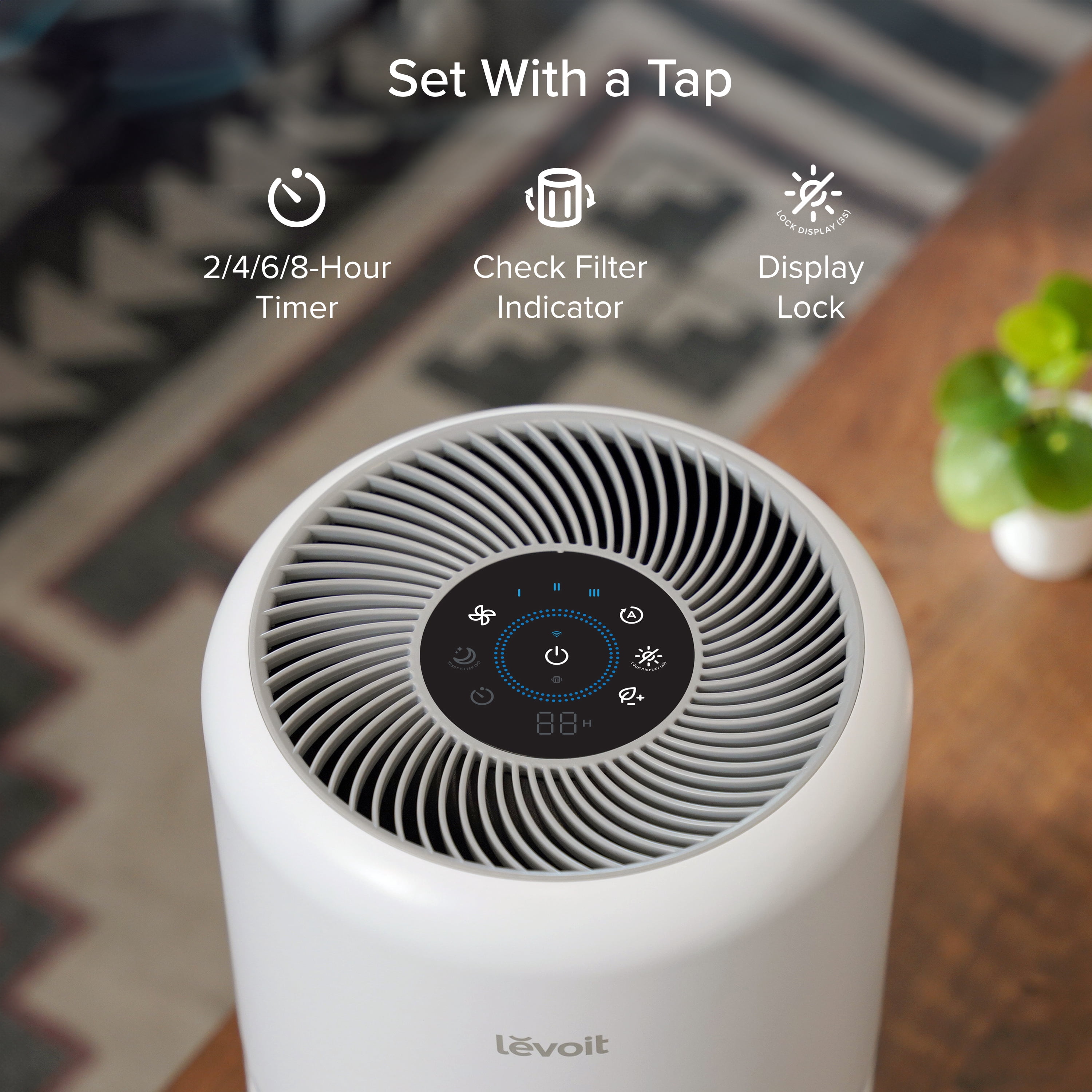 Levoit PlasmaPro® 300S-P 1080 Sq Ft 3-Stage Filtration Medium Room Smart Air Purifier, White