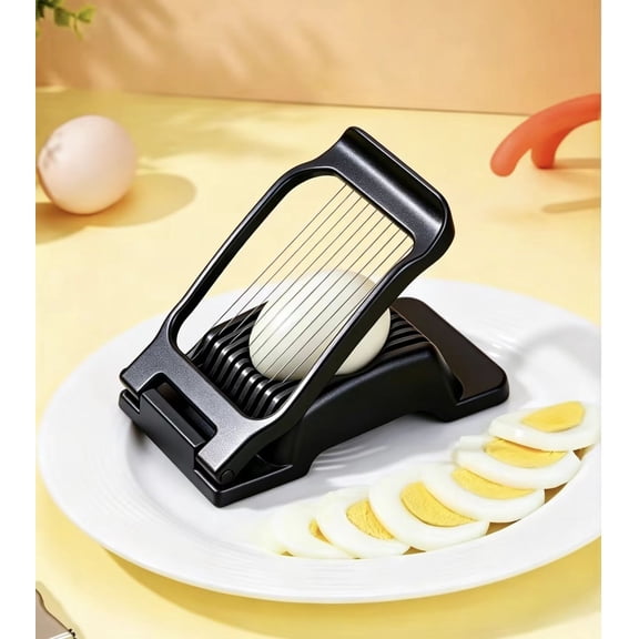 Vruelia 1PC Egg Slicer, Egg Cutter for Hard Boiled Eggs, Heavy Duty Aluminium Slicer for Egg Mushroom Strawberry Soft Fruit, Stainless Steel Wires, Dishwasher Safe & Easy to Clean (Black)