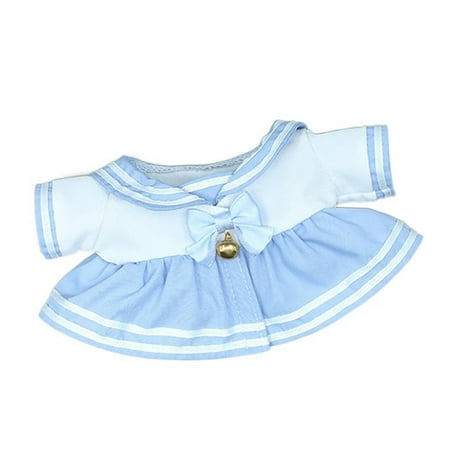 

Jk Skirt Changing Dressing Game Playing House Photo Props Sailor Suit Dress Cotton Stuffed Knotbow Bell Doll Clothes For 20cm BLUE