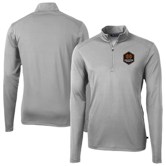 Men's-Cutter & Buck  Gray Houston Dynamo FC Big & Tall Virtue Eco Pique Recycled Quarter-Zip Pullover Top