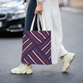 thumbnail image 2 of DouZhe Reusable Grocery Bags, Patriotic Red White Blue Stripes Lightweight Polyester Canvas Cloth Tote Bag for Travle Gym Shopping School, 15" x 16", 2 of 7