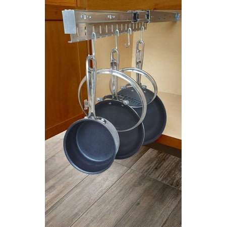Slide Out Pot Lid Holder Pull Out Cabinet Pot & Pan Organizer, Holds A Complete Set Including Lids, USA Patented, Solid Steel with Soft Close Slide ()